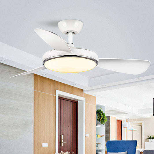 42" W LED Acrylic Ceiling Fan Light Modernist White Round Living Room Semi Flush Lamp Fixture with 3 Blades Clearhalo 'Ceiling Fans with Lights' 'Ceiling Fans' 'Modern Ceiling Fans' 'Modern' Lighting' 400028