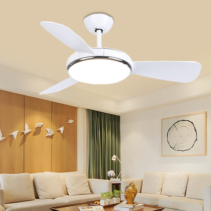 42" W LED Acrylic Ceiling Fan Light Modernist White Round Living Room Semi Flush Lamp Fixture with 3 Blades Clearhalo 'Ceiling Fans with Lights' 'Ceiling Fans' 'Modern Ceiling Fans' 'Modern' Lighting' 400029