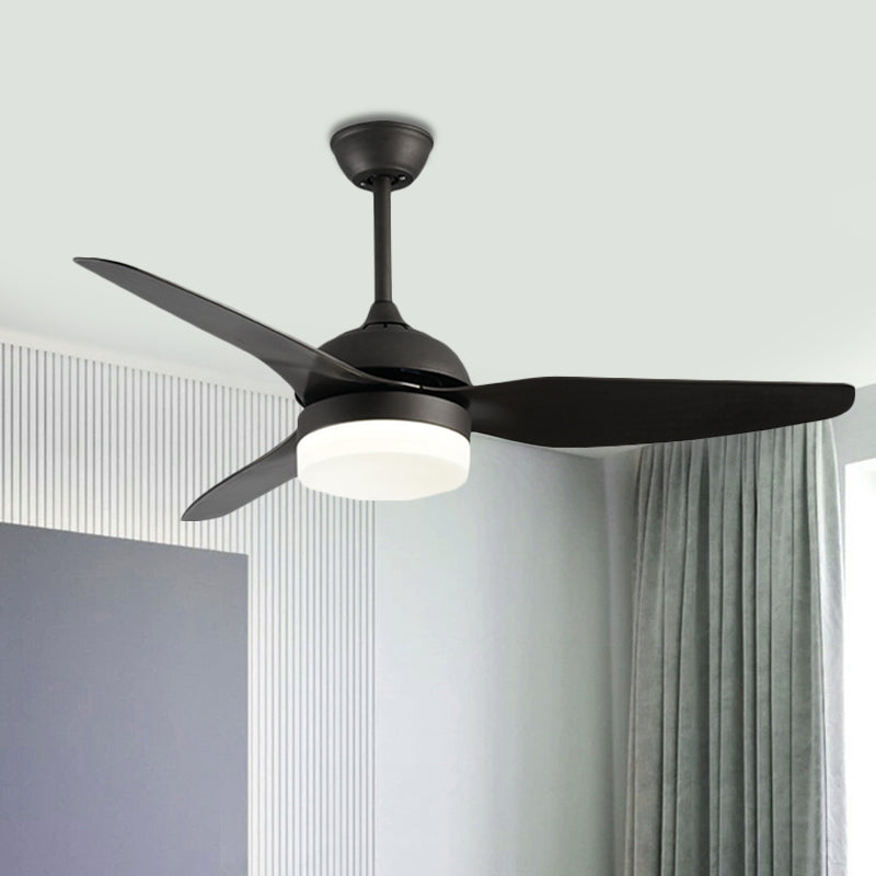 Metal Black Ceiling Fan Light Drum Contemporary 3 Blades LED Semi Flush Mounted Lamp, 48" W Clearhalo 'Ceiling Fans with Lights' 'Ceiling Fans' 'Modern Ceiling Fans' 'Modern' Lighting' 400111