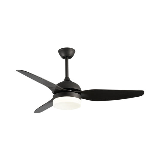 Metal Black Ceiling Fan Light Drum Contemporary 3 Blades LED Semi Flush Mounted Lamp, 48" W Clearhalo 'Ceiling Fans with Lights' 'Ceiling Fans' 'Modern Ceiling Fans' 'Modern' Lighting' 400113