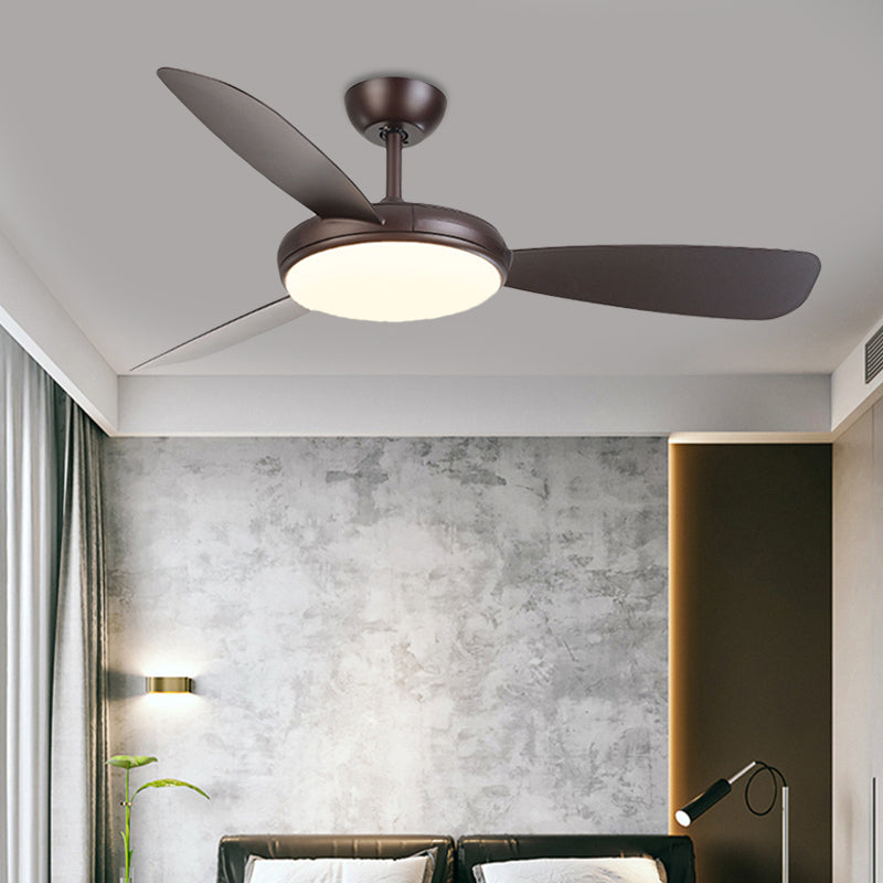 Black LED Ceiling Fan Lamp Modernist Acrylic 3 Blades Semi Flush Mounted Lamp for Bedroom, 42" Wide Black Clearhalo 'Ceiling Fans with Lights' 'Ceiling Fans' 'Modern Ceiling Fans' 'Modern' Lighting' 400120