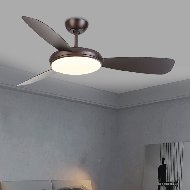 Black LED Ceiling Fan Lamp Modernist Acrylic 3 Blades Semi Flush Mounted Lamp for Bedroom, 42" Wide Clearhalo 'Ceiling Fans with Lights' 'Ceiling Fans' 'Modern Ceiling Fans' 'Modern' Lighting' 400121