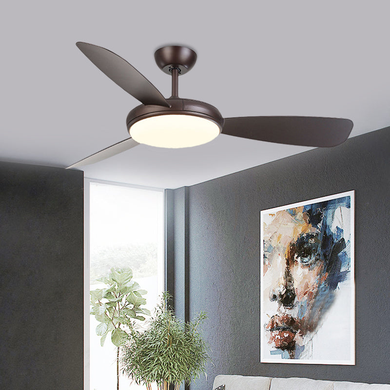 Black LED Ceiling Fan Lamp Modernist Acrylic 3 Blades Semi Flush Mounted Lamp for Bedroom, 42" Wide Clearhalo 'Ceiling Fans with Lights' 'Ceiling Fans' 'Modern Ceiling Fans' 'Modern' Lighting' 400122