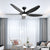LED 5 Blades Semi Flush Lighting Modernist Black Finish Metal Ceiling Fan Lamp Fixture for Bedroom, 60" W Black Clearhalo 'Ceiling Fans with Lights' 'Ceiling Fans' 'Modern Ceiling Fans' 'Modern' Lighting' 400135