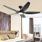 LED 5 Blades Semi Flush Lighting Modernist Black Finish Metal Ceiling Fan Lamp Fixture for Bedroom, 60" W Clearhalo 'Ceiling Fans with Lights' 'Ceiling Fans' 'Modern Ceiling Fans' 'Modern' Lighting' 400136