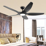 LED 5 Blades Semi Flush Lighting Modernist Black Finish Metal Ceiling Fan Lamp Fixture for Bedroom, 60" W Clearhalo 'Ceiling Fans with Lights' 'Ceiling Fans' 'Modern Ceiling Fans' 'Modern' Lighting' 400136