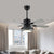 48" W Black LED Ceiling Fan Lamp Modernist Metal Round Semi Flush Mounted Lamp for Living Room with 4 Silver Blades, Frequency Conversion Black Clearhalo 'Ceiling Fans with Lights' 'Ceiling Fans' 'Modern Ceiling Fans' 'Modern' Lighting' 400155
