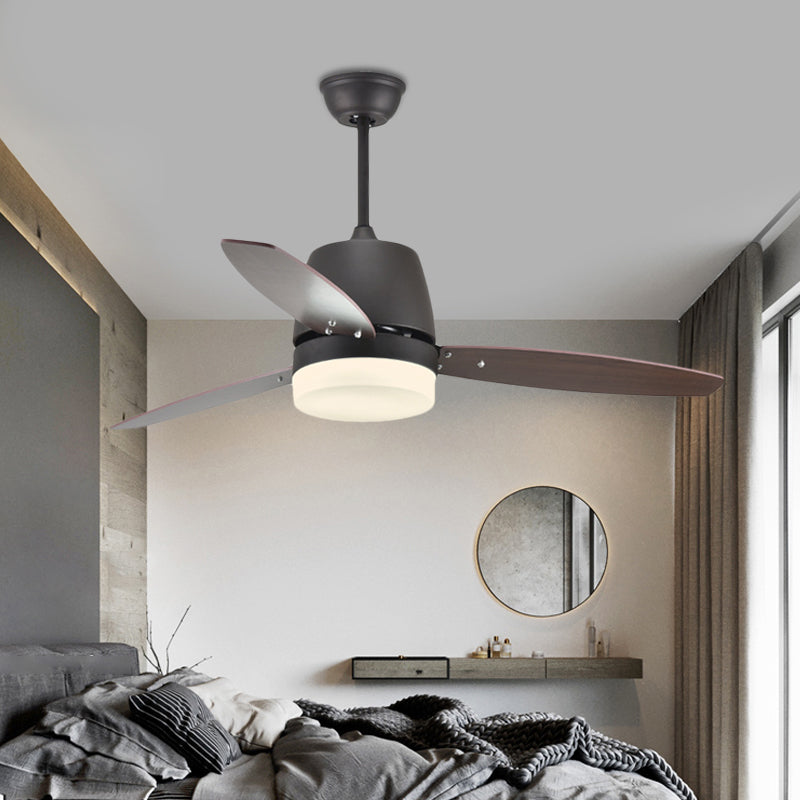 Modern Cylinder Semi Flush Mount Lamp LED Metal Hanging Fan Lamp in Black with 3 Blades, 48" Wide Clearhalo 'Ceiling Fans with Lights' 'Ceiling Fans' 'Modern Ceiling Fans' 'Modern' Lighting' 400172