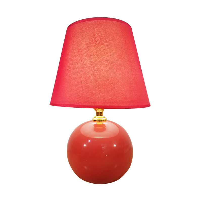 Wide Flare Task Light Modernist Fabric 1 Head Red Small Desk Lamp with Ceramic Base, 8"/9" Wide Clearhalo 'Lamps' 'Table Lamps' Lighting' 400273