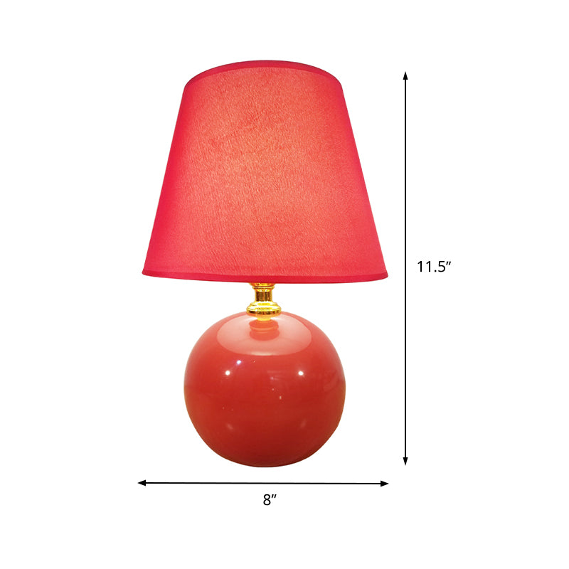 Wide Flare Task Light Modernist Fabric 1 Head Red Small Desk Lamp with Ceramic Base, 8"/9" Wide Clearhalo 'Lamps' 'Table Lamps' Lighting' 400274
