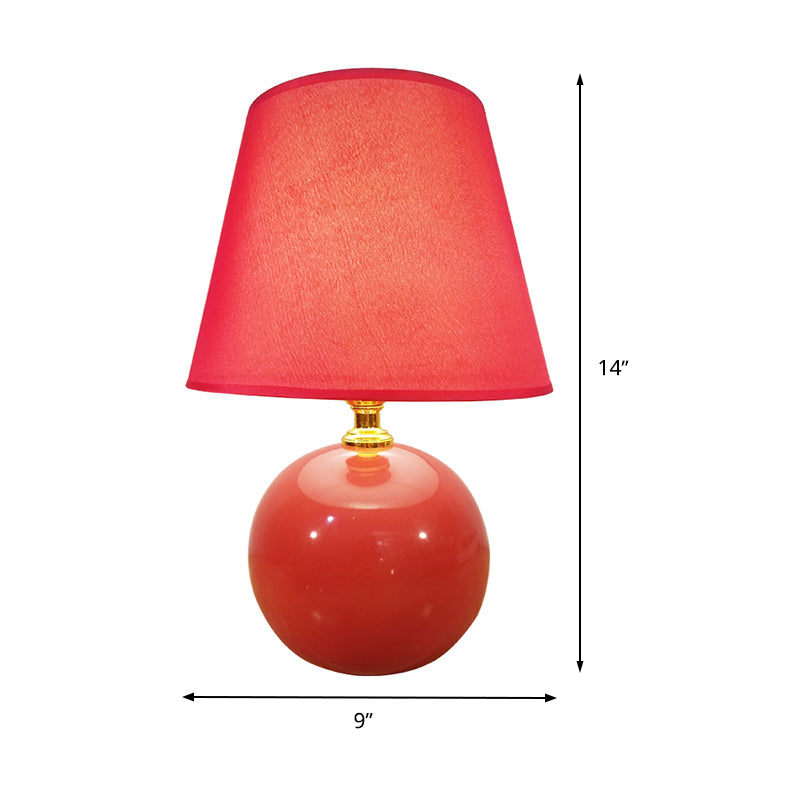 Wide Flare Task Light Modernist Fabric 1 Head Red Small Desk Lamp with Ceramic Base, 8"/9" Wide Clearhalo 'Lamps' 'Table Lamps' Lighting' 400275