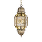 Lantern Metal Hanging Chandelier Arab 3 Bulbs Hallway Ceiling Pendant Lamp in Brass Clearhalo 'Ceiling Lights' 'Chandeliers' Lighting' options 400304
