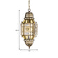 Lantern Metal Hanging Chandelier Arab 3 Bulbs Hallway Ceiling Pendant Lamp in Brass Clearhalo 'Ceiling Lights' 'Chandeliers' Lighting' options 400305