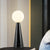 Milk Glass Ball Desk Light Modern 1 Bulb Table Lamp with Tapered Black/White Marble Base Black Clearhalo 'Lamps' 'Table Lamps' Lighting' 400422