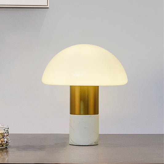 Contemporary 1 Head Table Light White/Green Dome Small Desk Lamp with Milky Glass Shade White Clearhalo 'Lamps' 'Table Lamps' Lighting' 400430