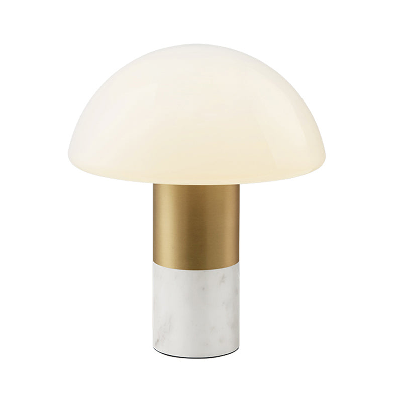 Contemporary 1 Head Table Light White/Green Dome Small Desk Lamp with Milky Glass Shade Clearhalo 'Lamps' 'Table Lamps' Lighting' 400433