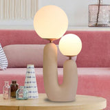 2 Heads Round Nightstand Lamp Contemporary White Glass Reading Book Light in Pink Clearhalo 'Lamps' 'Table Lamps' Lighting' 400457