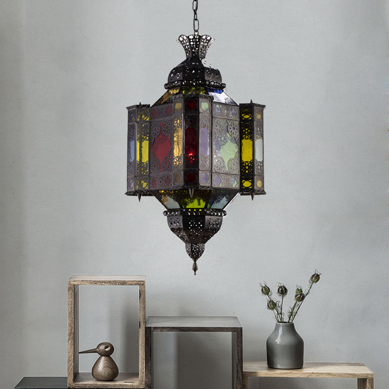 Black 8-Light Pendant Lighting Arab Style Metal Castle Chandelier Ceiling Lamp for Living Room Clearhalo 'Ceiling Lights' 'Chandeliers' Lighting' options 400472