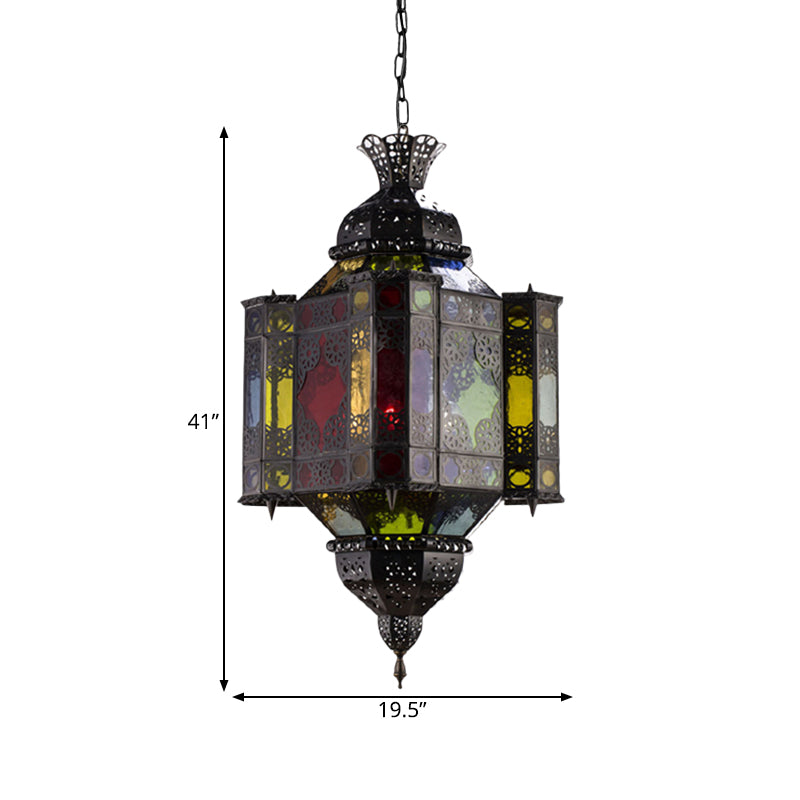Black 8-Light Pendant Lighting Arab Style Metal Castle Chandelier Ceiling Lamp for Living Room Clearhalo 'Ceiling Lights' 'Chandeliers' Lighting' options 400475
