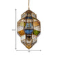 3-Head Gourd Chandelier Lighting Arab Brass Finish Metallic Hanging Ceiling Lamp with Colorful Glass Shade Clearhalo 'Ceiling Lights' 'Chandeliers' Lighting' options 400485