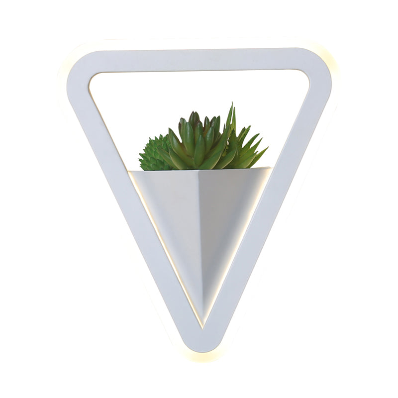 White 1 Bulb Sconce Light Fixture Minimalist Acrylic Triangle LED Plant Wall Lamp in Warm/White Light Clearhalo 'Industrial wall lights' 'Industrial' 'Middle century wall lights' 'Tiffany' 'Wall Lamps & Sconces' 'Wall Lights' Lighting' 400600