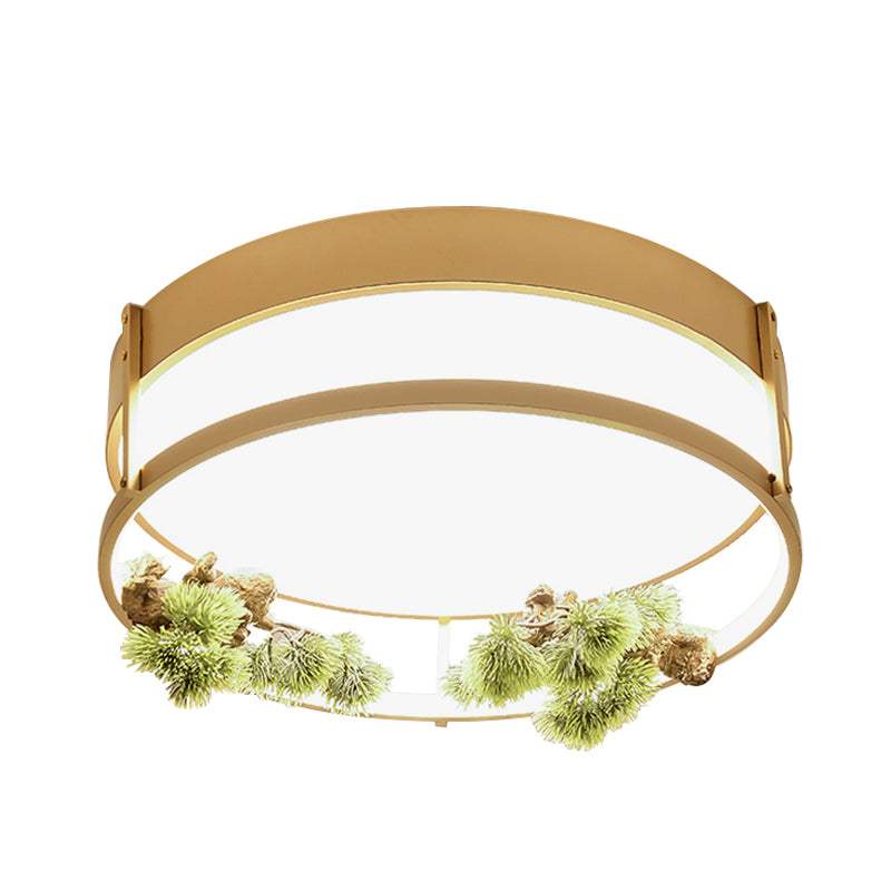 Black/Gold LED Ceiling Fixture Industrial Metal Square/Round Plant Flush Mount Light for Bedroom, 16.5"/20.5" W Clearhalo 'Ceiling Lights' 'Close To Ceiling Lights' 'Close to ceiling' 'Flush mount' 'Industrial Flush Mount' Lighting' 400668