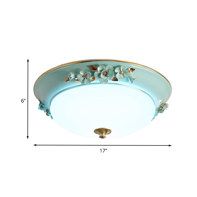 White 1 Head Ceiling Light Fixture Countryside Metal Dome LED Flush Mount Lighting for Bedroom, 12"/14.5"/17" Wide Clearhalo 'Ceiling Lights' 'Close To Ceiling Lights' 'Close to ceiling' 'Flush mount' Lighting' 400694