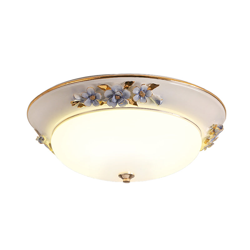 Metal White Ceiling Mounted Light Bowl 1 Head Korean Flower LED Flush Mount Lighting Fixture, 12"/14.5"/17" W Clearhalo 'Ceiling Lights' 'Close To Ceiling Lights' 'Close to ceiling' 'Flush mount' Lighting' 400697