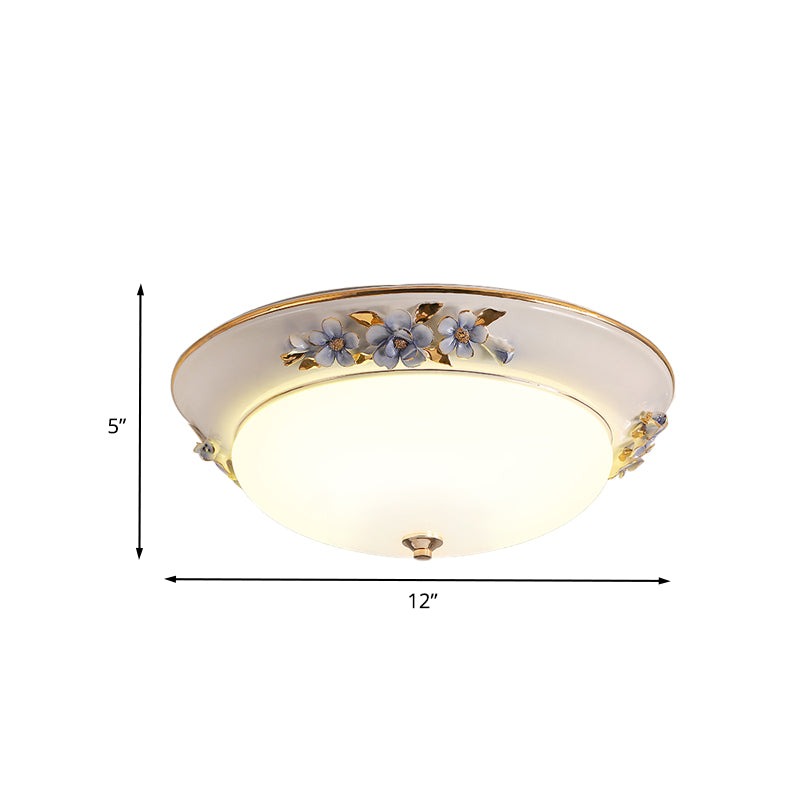 Metal White Ceiling Mounted Light Bowl 1 Head Korean Flower LED Flush Mount Lighting Fixture, 12"/14.5"/17" W Clearhalo 'Ceiling Lights' 'Close To Ceiling Lights' 'Close to ceiling' 'Flush mount' Lighting' 400699