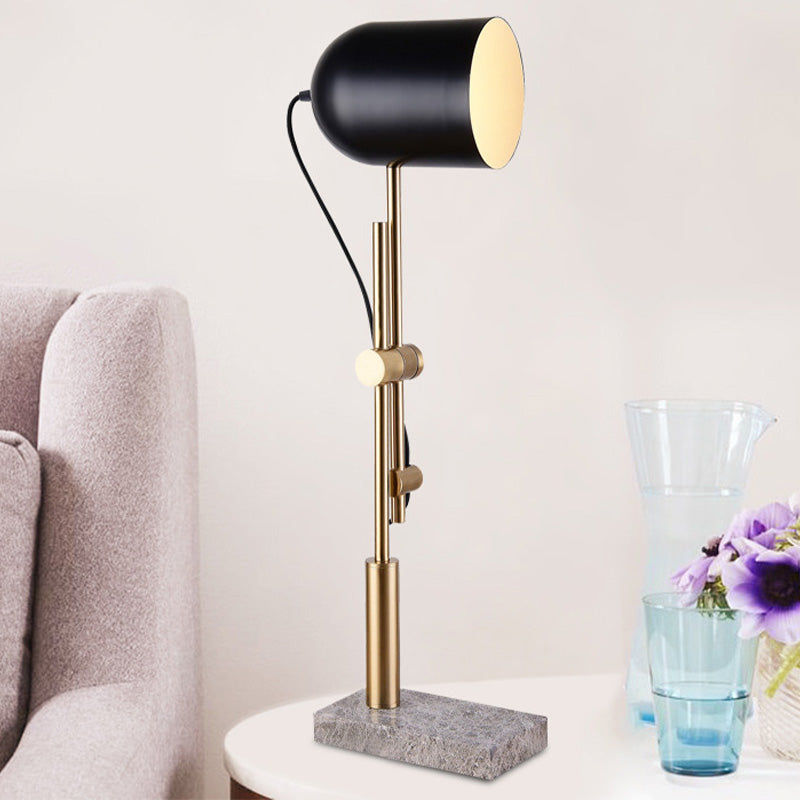 Modern Cylinder Table Light Metal 1 Bulb Small Desk Lamp in Black with Rotating Node Clearhalo 'Lamps' 'Table Lamps' Lighting' 400787