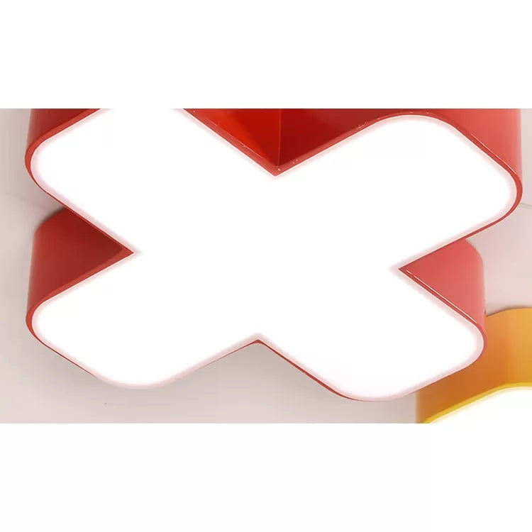 18"/24" W Plus/Minus/Multiply/Divide Shape Ceiling Lamp Modern Acrylic LED Ceiling Mount Chandelier in Red/Yellow/Blue/Green, Warm/White Light Clearhalo 'Ceiling Lights' 'Chandeliers' Lighting' options 40090