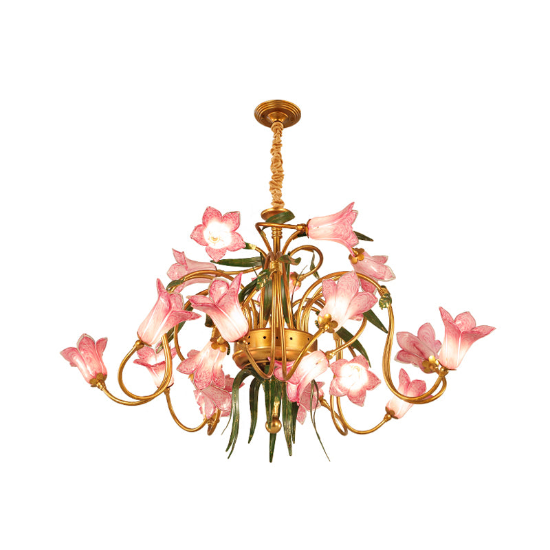 Lily Living Room Ceiling Chandelier Pastoral Metal 20 Heads Gold LED Hanging Light Fixture Clearhalo 'Ceiling Lights' 'Chandeliers' Lighting' options 400957