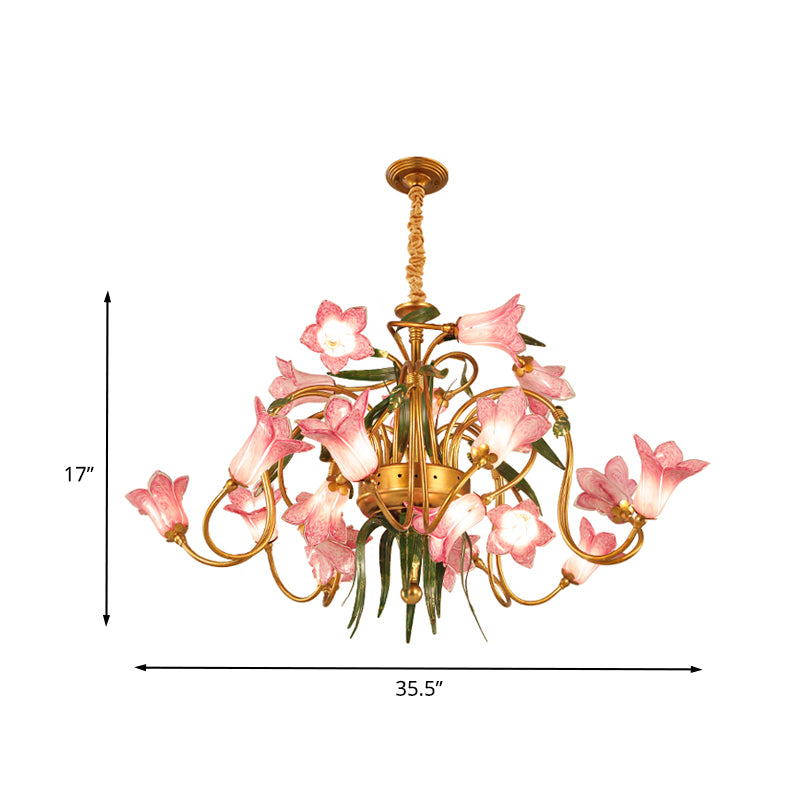 Lily Living Room Ceiling Chandelier Pastoral Metal 20 Heads Gold LED Hanging Light Fixture Clearhalo 'Ceiling Lights' 'Chandeliers' Lighting' options 400959