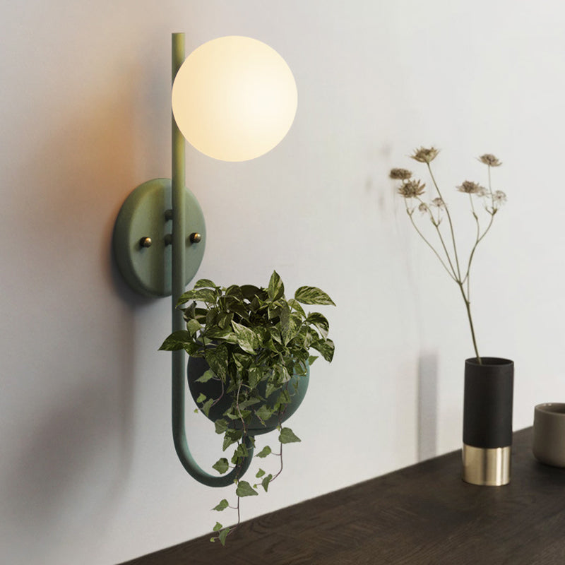 1 Light Ball Sconce Lamp Industrial Yellow/Blue/Green Metal LED Plant Wall Mount Lighting for Restaurant Clearhalo 'Art deco wall lights' 'Cast Iron' 'Glass' 'Industrial wall lights' 'Industrial' 'Middle century wall lights' 'Modern' 'Rustic wall lights' 'Tiffany' 'Traditional wall lights' 'Wall Lamps & Sconces' 'Wall Lights' Lighting' 401102