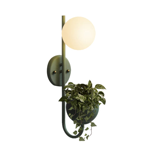 1 Light Ball Sconce Lamp Industrial Yellow/Blue/Green Metal LED Plant Wall Mount Lighting for Restaurant Clearhalo 'Art deco wall lights' 'Cast Iron' 'Glass' 'Industrial wall lights' 'Industrial' 'Middle century wall lights' 'Modern' 'Rustic wall lights' 'Tiffany' 'Traditional wall lights' 'Wall Lamps & Sconces' 'Wall Lights' Lighting' 401104