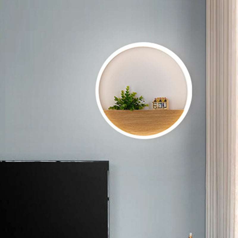 LED Acrylic Sconce Lighting Fixture Simple White Round Living Room Plant Wall Mount Light, 8"/12"/16" Dia White Clearhalo 'Industrial wall lights' 'Industrial' 'Middle century wall lights' 'Tiffany' 'Wall Lamps & Sconces' 'Wall Lights' Lighting' 401129