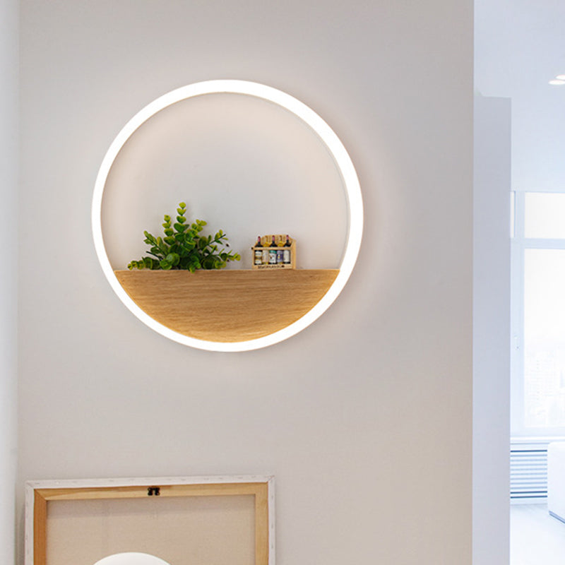 LED Acrylic Sconce Lighting Fixture Simple White Round Living Room Plant Wall Mount Light, 8"/12"/16" Dia Clearhalo 'Industrial wall lights' 'Industrial' 'Middle century wall lights' 'Tiffany' 'Wall Lamps & Sconces' 'Wall Lights' Lighting' 401130