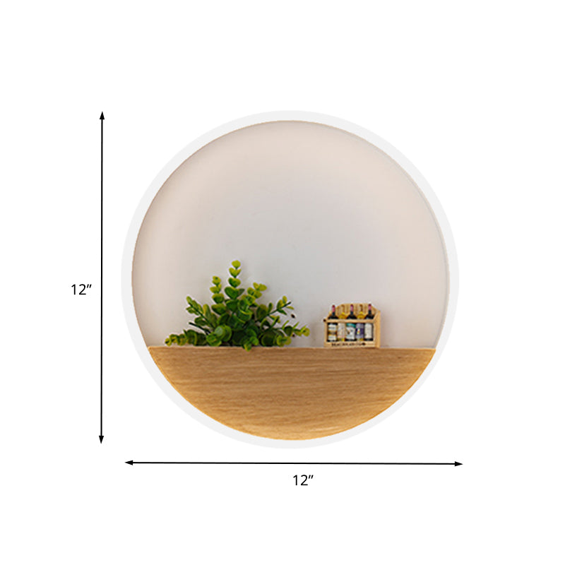 LED Acrylic Sconce Lighting Fixture Simple White Round Living Room Plant Wall Mount Light, 8"/12"/16" Dia Clearhalo 'Industrial wall lights' 'Industrial' 'Middle century wall lights' 'Tiffany' 'Wall Lamps & Sconces' 'Wall Lights' Lighting' 401134