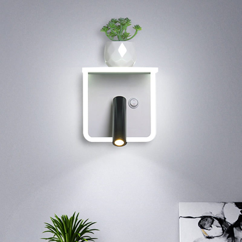 White LED Wall Light Minimalism Acrylic Round/Square Wall Sconce with Plant Decoration in Warm/White Light Clearhalo 'Industrial wall lights' 'Industrial' 'Middle century wall lights' 'Tiffany' 'Wall Lamps & Sconces' 'Wall Lights' Lighting' 401138