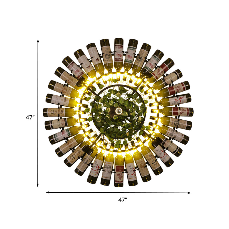 Wine Bottle Metal Wall Sconce Industrial 1 Bulb Restaurant LED Plant Wall Lamp Fixture in Black Clearhalo 'Art deco wall lights' 'Cast Iron' 'Glass' 'Industrial wall lights' 'Industrial' 'Middle century wall lights' 'Modern' 'Rustic wall lights' 'Tiffany' 'Traditional wall lights' 'Wall Lamps & Sconces' 'Wall Lights' Lighting' 401201