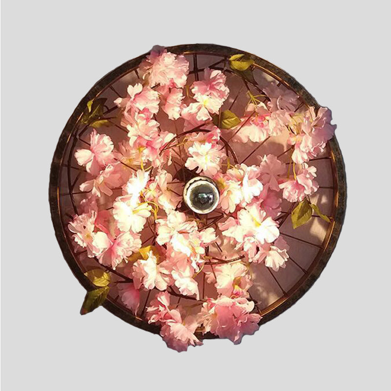 LED Wall Lighting Industrial Restaurant Flower Wall Mount Light Fixture with Wheel Metal Shade in Black, 12.5"/19"/23" Dia Clearhalo 'Art deco wall lights' 'Cast Iron' 'Glass' 'Industrial wall lights' 'Industrial' 'Middle century wall lights' 'Modern' 'Rustic wall lights' 'Tiffany' 'Traditional wall lights' 'Wall Lamps & Sconces' 'Wall Lights' Lighting' 401220