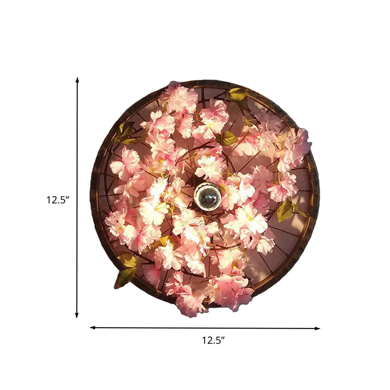 LED Wall Lighting Industrial Restaurant Flower Wall Mount Light Fixture with Wheel Metal Shade in Black, 12.5"/19"/23" Dia Clearhalo 'Art deco wall lights' 'Cast Iron' 'Glass' 'Industrial wall lights' 'Industrial' 'Middle century wall lights' 'Modern' 'Rustic wall lights' 'Tiffany' 'Traditional wall lights' 'Wall Lamps & Sconces' 'Wall Lights' Lighting' 401221