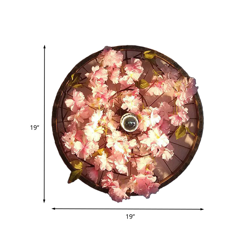 LED Wall Lighting Industrial Restaurant Flower Wall Mount Light Fixture with Wheel Metal Shade in Black, 12.5"/19"/23" Dia Clearhalo 'Art deco wall lights' 'Cast Iron' 'Glass' 'Industrial wall lights' 'Industrial' 'Middle century wall lights' 'Modern' 'Rustic wall lights' 'Tiffany' 'Traditional wall lights' 'Wall Lamps & Sconces' 'Wall Lights' Lighting' 401222