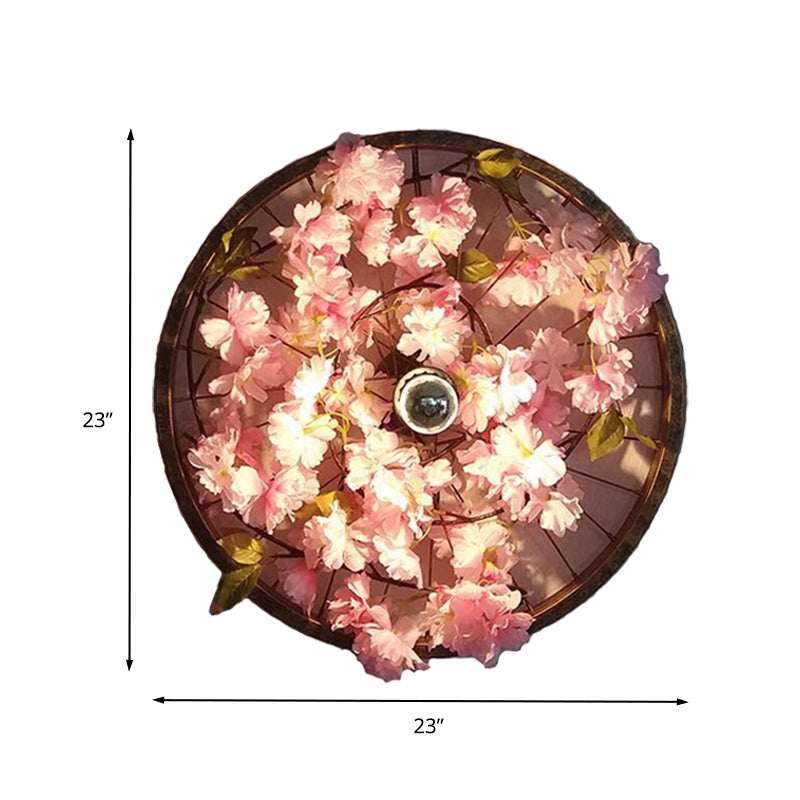 LED Wall Lighting Industrial Restaurant Flower Wall Mount Light Fixture with Wheel Metal Shade in Black, 12.5"/19"/23" Dia Clearhalo 'Art deco wall lights' 'Cast Iron' 'Glass' 'Industrial wall lights' 'Industrial' 'Middle century wall lights' 'Modern' 'Rustic wall lights' 'Tiffany' 'Traditional wall lights' 'Wall Lamps & Sconces' 'Wall Lights' Lighting' 401223