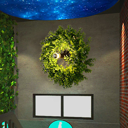 Wagon Wheel Metal Sconce Lamp Antique 1 Light Restaurant LED Plant Wall Mount Lighting in Black Black Clearhalo 'Art deco wall lights' 'Cast Iron' 'Glass' 'Industrial wall lights' 'Industrial' 'Middle century wall lights' 'Modern' 'Rustic wall lights' 'Tiffany' 'Traditional wall lights' 'Wall Lamps & Sconces' 'Wall Lights' Lighting' 401224