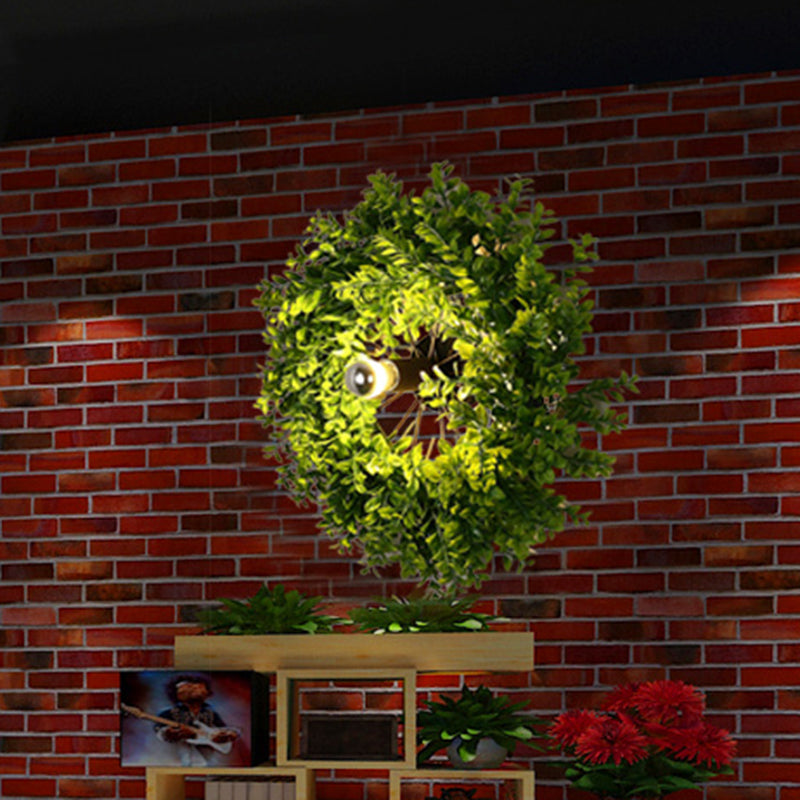 Wagon Wheel Metal Sconce Lamp Antique 1 Light Restaurant LED Plant Wall Mount Lighting in Black Clearhalo 'Art deco wall lights' 'Cast Iron' 'Glass' 'Industrial wall lights' 'Industrial' 'Middle century wall lights' 'Modern' 'Rustic wall lights' 'Tiffany' 'Traditional wall lights' 'Wall Lamps & Sconces' 'Wall Lights' Lighting' 401225