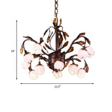Metal Dark Brown Chandelier Lighting Lotus 12/20/25 Lights American Garden LED Drop Lamp for Bedroom Clearhalo 'Ceiling Lights' 'Chandeliers' Lighting' options 401351