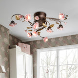 Rose Living Room Ceiling Light Countryside Metal 9/12/20 Heads Dark Brown LED Semi Mount Lighting 9 Dark Brown Clearhalo 'Ceiling Lights' 'Close To Ceiling Lights' 'Close to ceiling' 'Semi-flushmount' Lighting' 401424