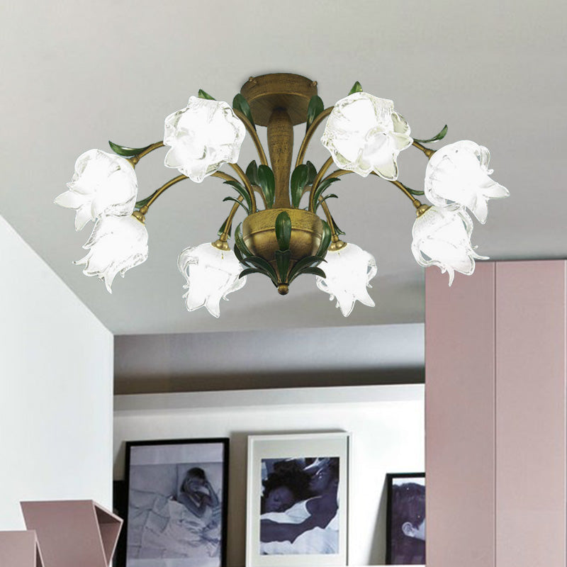 Countryside Flower Ceiling Light Fixture 6/8/10 Bulbs Metal LED