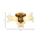 Metal Brass Ceiling Light Fixture Lily/Tulip 3 Heads Romantic Pastoral LED Semi Mount Lighting for Living Room Clearhalo 'Ceiling Lights' 'Close To Ceiling Lights' 'Close to ceiling' 'Semi-flushmount' Lighting' 401509